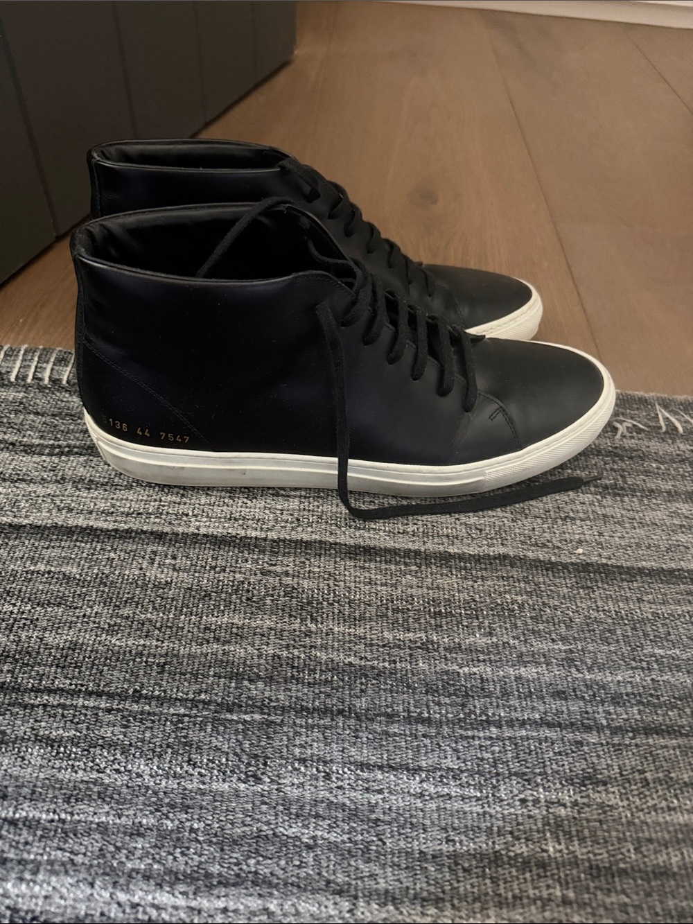 Common Projects Black High-Top Leather Sneakers with White Sole
